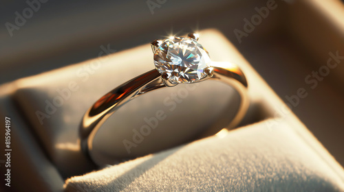 Close up of diamond ring in box. Love, valentine, relationship and wedding concept  © Anthichada