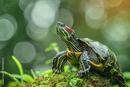 Red eared slider turtle close up
