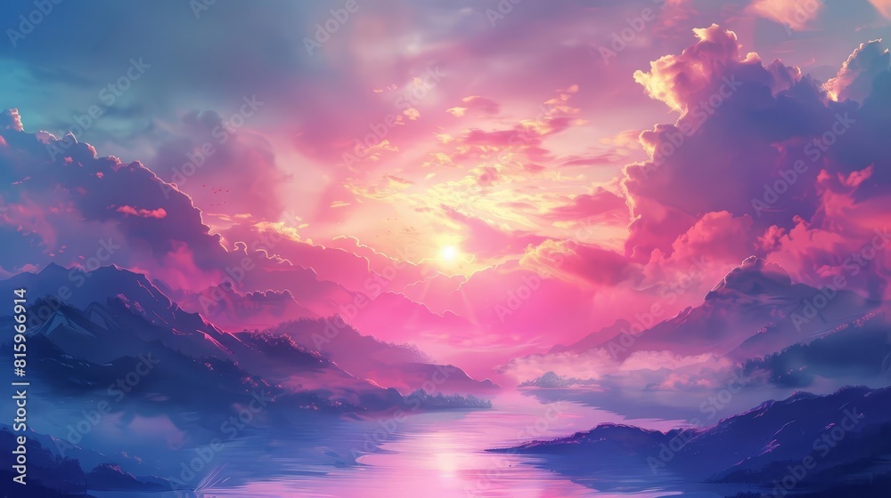 ethereal fantasy sunset sky with vibrant gradient colors digital painting ethereal fantasy sunset sky with vibrant gradient colors digital painting