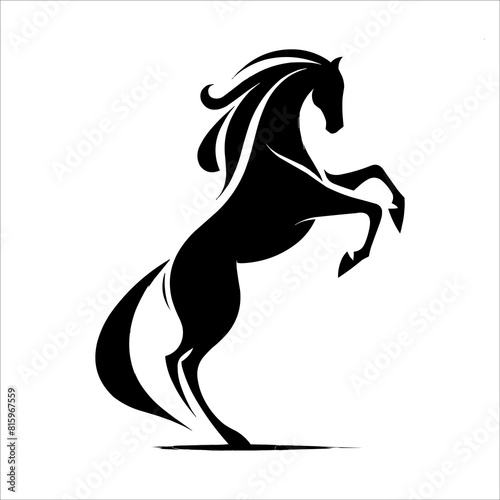 Wild horse black silhouette flat vector illustration