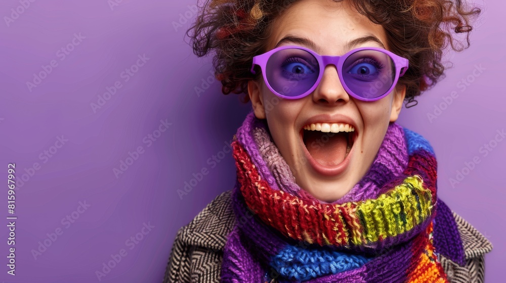 A Woman Surprised in Colorful Attire A Woman Surprised in Colorful Attire