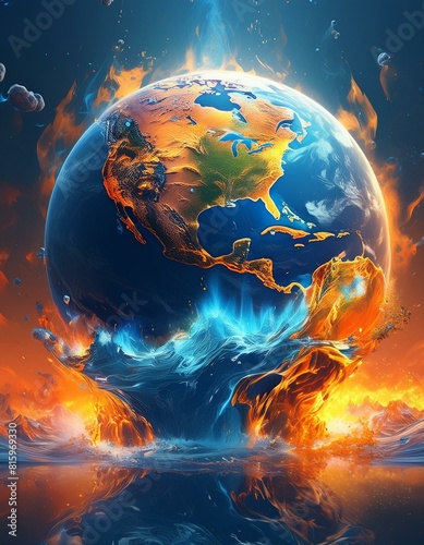 Planète terre écologie, air, eau, terre, feu