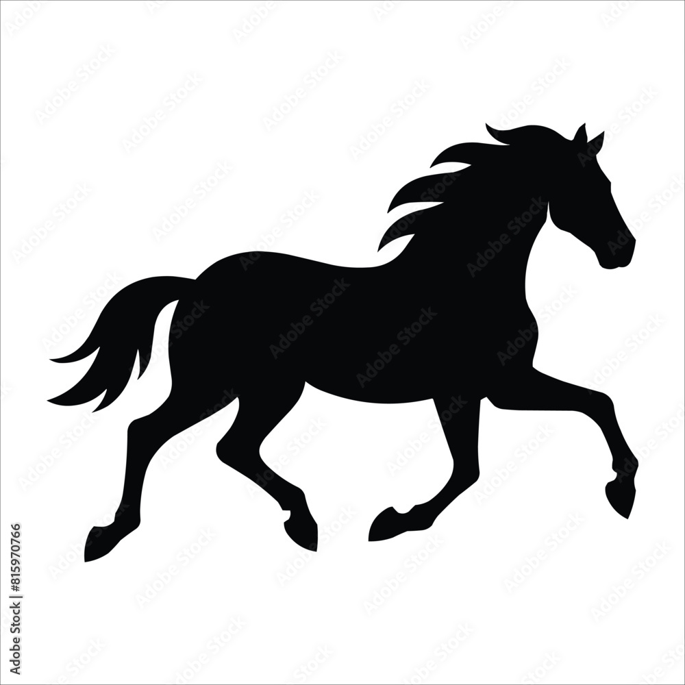 Wild horse black silhouette flat vector illustration Wild horse black silhouette flat vector illustration