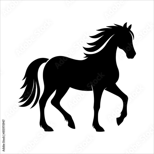 Wild horse black silhouette flat vector illustration