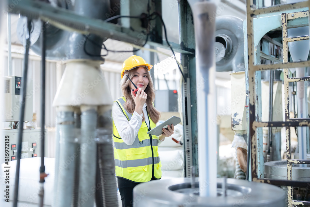 Asian female engineers in their daily tasks within factories and industrial settings, providing seamless access to information, design software, and collaborative platforms. Asian female engineers in their daily tasks within factories and industrial settings, providing seamless access to information, design software, and collaborative platforms.