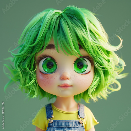 3d rendered photos of Cute happy anime girl with wavy hair hazel eyes anime fashion, portrait made with generative AI