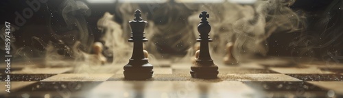 3D rendering of a chessboard with two kings. photo