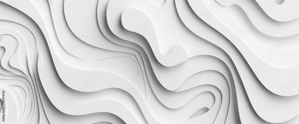 Geometric Waves In An Abstract White Background Create A Sense Of Modernity And Elegance, With Clean Lines And Dynamic Forms Enhancing The Visual Appeal, 3D Rendering