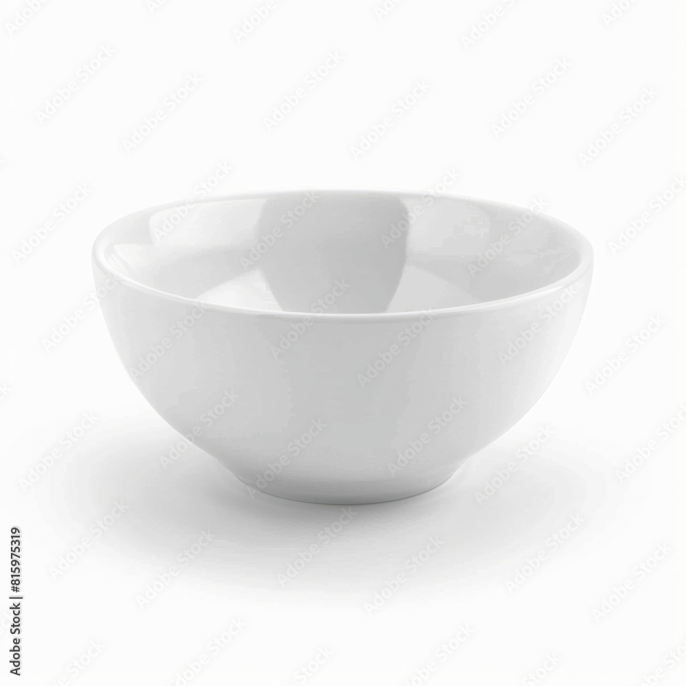 A pristine white bowl rests on a pure white canvas A pristine white bowl rests on a pure white canvas