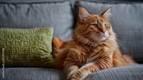 Elegant Orange Cat on Sofa