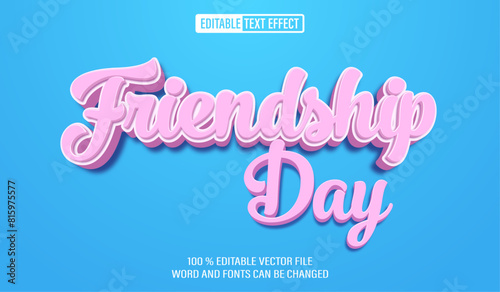 Editable 3d text style effect - Friendship Day  text effect Template