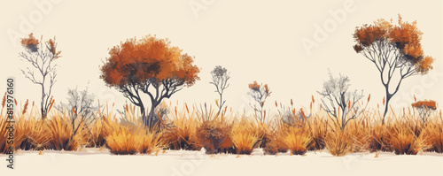 savanna dry grass set vector flat minimalistic isolated illustration