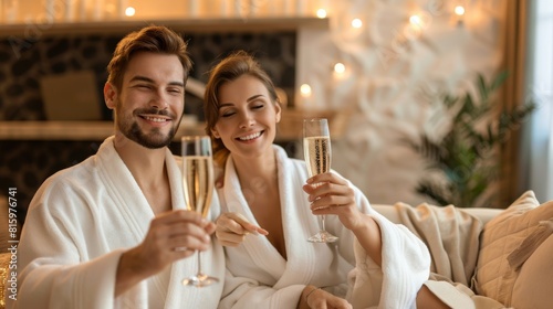 Couple Toasting with Champagne Glasses