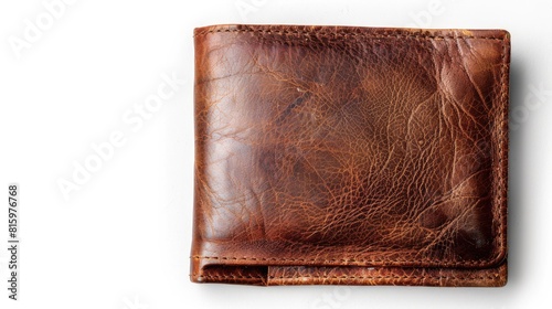 Serene Elegance: A Brown Leather Wallet On White photo