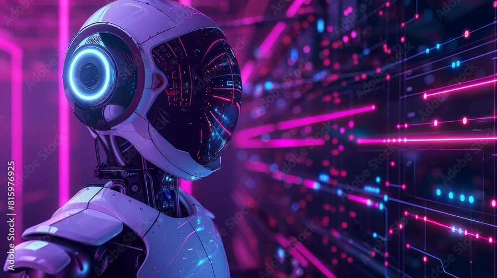 Fototapeta premium futuristic ai chatbot interface artificial intelligence connected to computer processing unit technology concept illustration