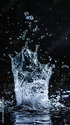 water splash in black background, studio style
