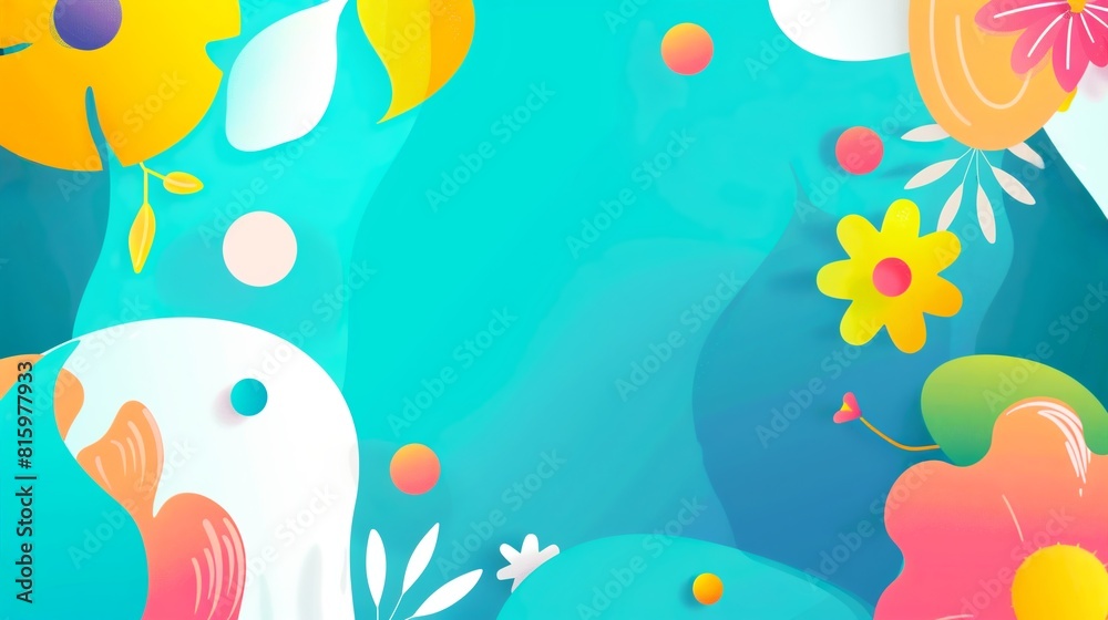 Naklejka premium Easter background with colorful spring flowers and decorated eggs