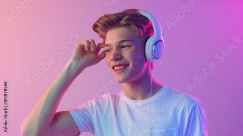 Teen Enjoying Music with Headphones