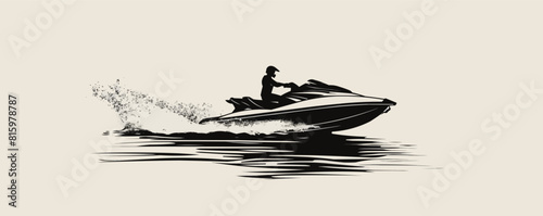 A Jet ski vector black silhouette isolated on a white background