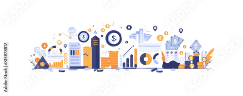 Cost optimization concept set. Idea of financial and marketing strategy. Cost and income balance. Spending and cost reduction, while maximizing business value. Isolated flat illustration vector