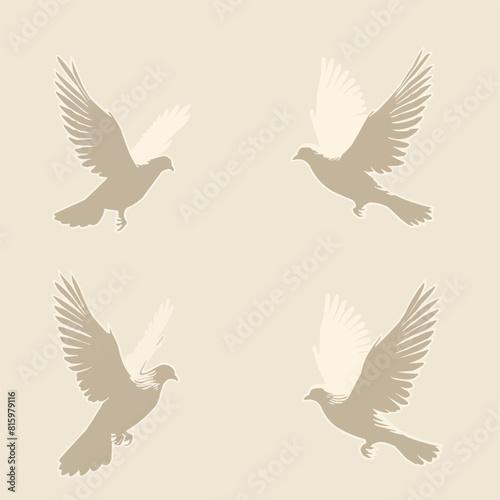 Christmas  peace or wedding dove bird silhouettes  vector pigeon icons.Vector flat minimalistic isolated illustration