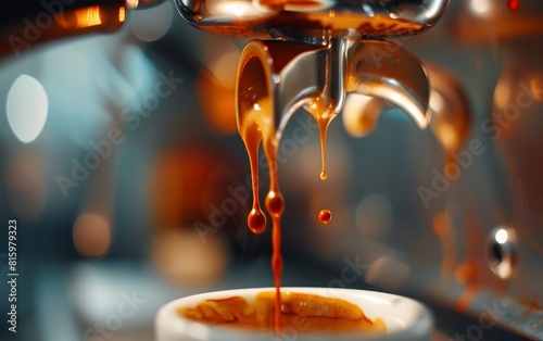 Close-up of espresso machine making coffee