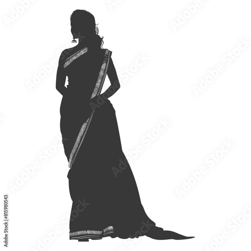 Silhouette independent indian women wearing Saree black color only