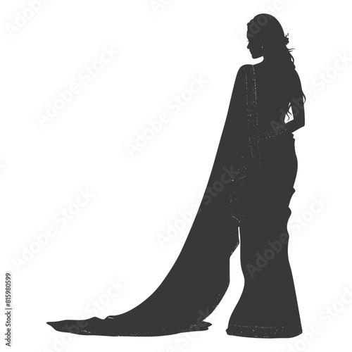 Silhouette independent indian women wearing Saree black color only