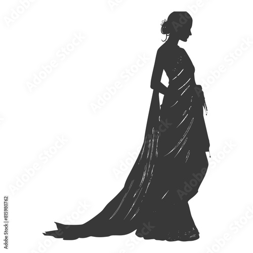 Silhouette independent indian women wearing Saree black color only