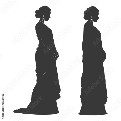 Silhouette independent indian women wearing Saree black color only
