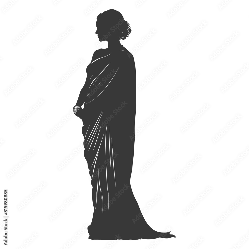Silhouette independent indian women wearing Saree black color only Silhouette independent indian women wearing Saree black color only