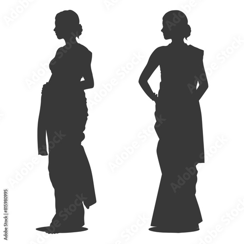 Silhouette independent indian women wearing Saree black color only