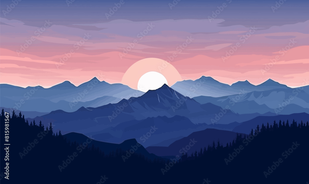 mountain landscape panorama silhouette vector background illustratio