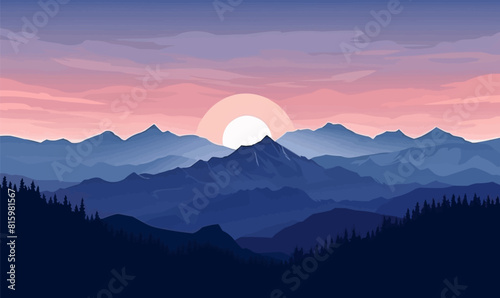 mountain landscape panorama silhouette vector background illustratio