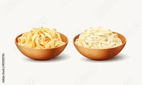Bowl of fettucini alfredo isolated vector style with transparent background illustration -