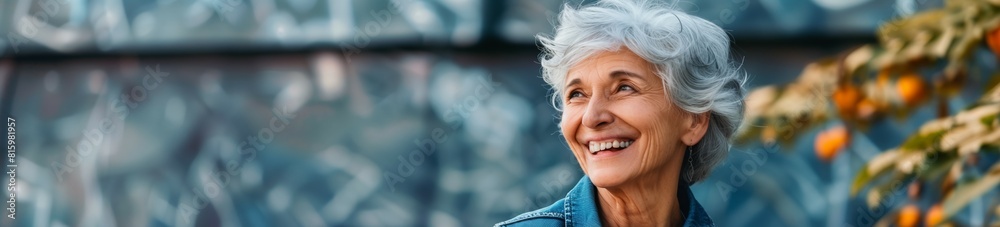 Vibrant Casual Style, Elderly woman in denim jacket, Energetic and stylish senior Vibrant Casual Style, Elderly woman in denim jacket, Energetic and stylish senior