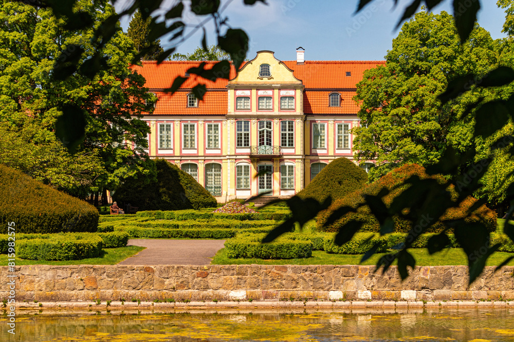 Obraz premium Lawns and architecture in Oliwa Park in Gdansk 