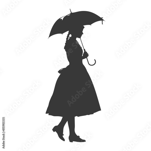 Silhouette independent germany women wearing dirndl with umbrella black color only