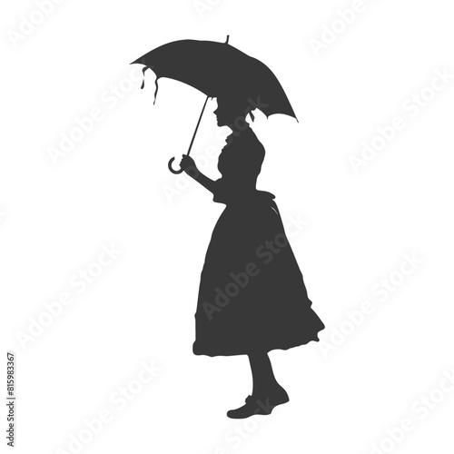 Silhouette independent germany women wearing dirndl with umbrella black color only