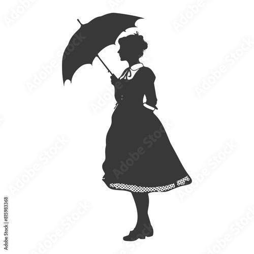 Silhouette independent germany women wearing dirndl with umbrella black color only