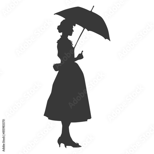 Silhouette independent germany women wearing dirndl with umbrella black color only