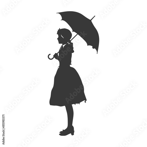 Silhouette independent germany women wearing dirndl with umbrella black color only