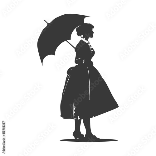 Silhouette independent germany women wearing dirndl with umbrella black color only