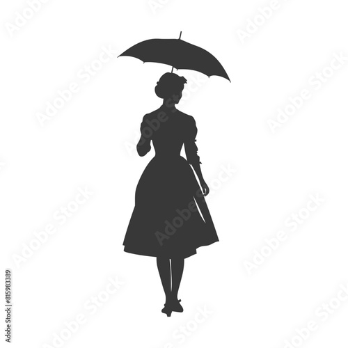 Silhouette independent germany women wearing dirndl with umbrella black color only