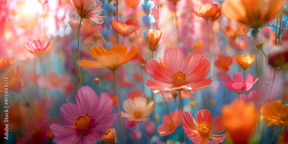 Artistic representation of colorful flowers in a dreamlike atmosphere