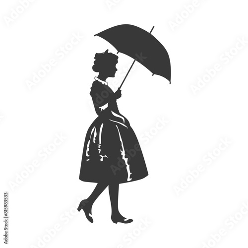 Silhouette independent germany women wearing dirndl with umbrella black color only