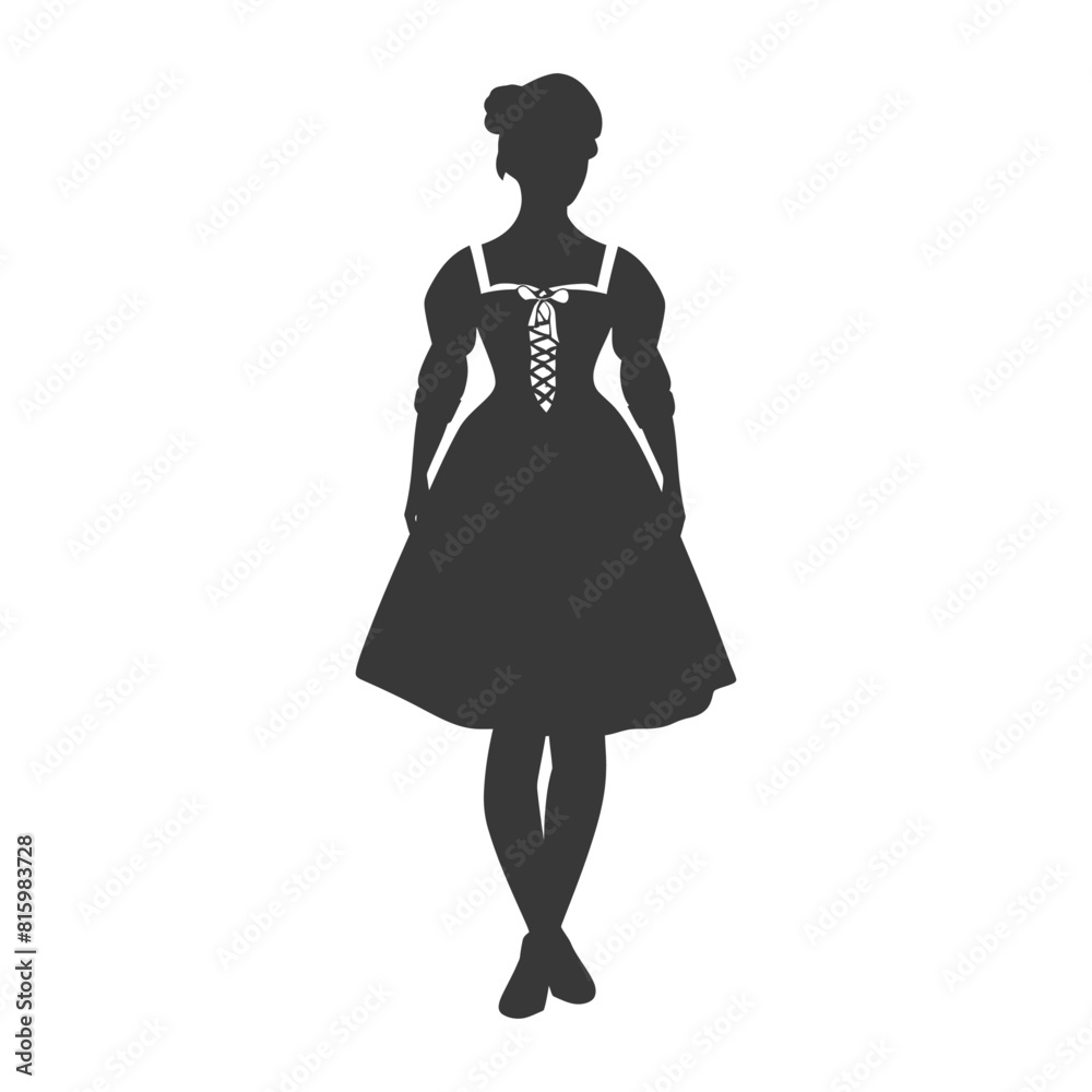 Silhouette independent germany women wearing dirndl black color only