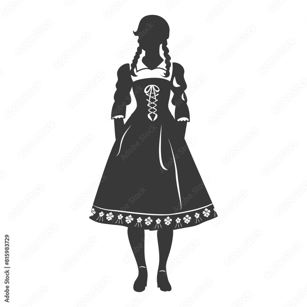 Fototapeta premium Silhouette independent germany women wearing dirndl black color only