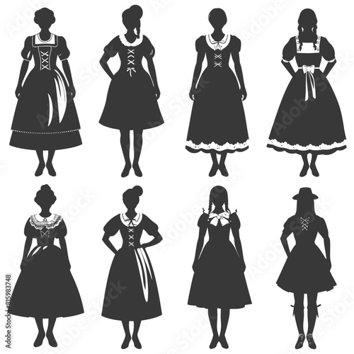 Silhouette independent germany women wearing dirndl black color only