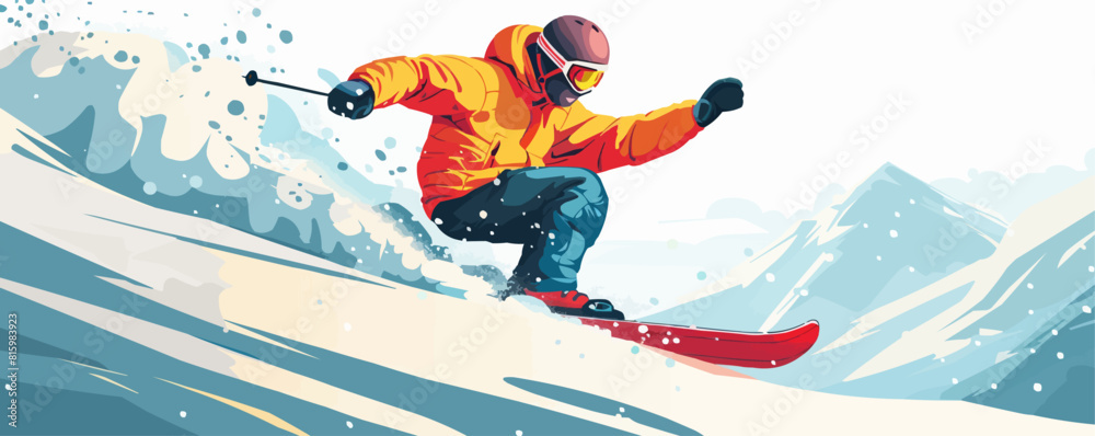 man snowboarding vector flat minimalistic isolated illustration